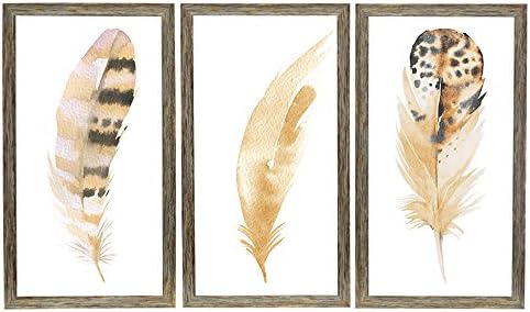 YOSEE Feather Painting Home Decor Streched and Framed Painting Ready for Hanging On The Wall Size 3-12x16Inches3-(30x40cm)