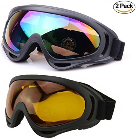 Ski Goggles, Snow Sports Goggles for Youth, Men &amp; Women with UV Protective Anti-Glare Lenses Windproof Dustproof Bicycle Motorcycle Goggles 2-Pack by UUAT