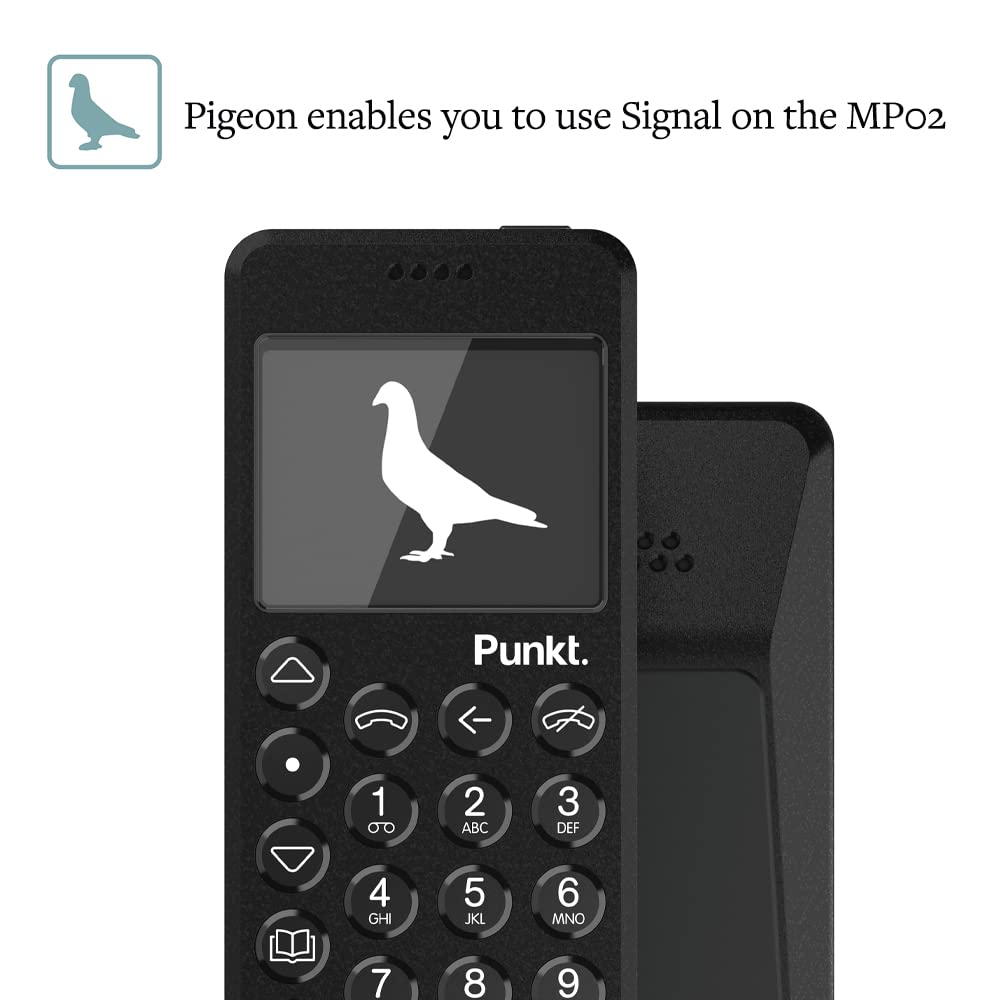 Punkt. MP02 4G LTE Minimalist Mobile Phone - Unlocked Cell Phone with Nano-SIM, Wi-Fi Hotspot, 2GB RAM+16GB Storage, Bluetooth, Digital Security, Multiband - Black