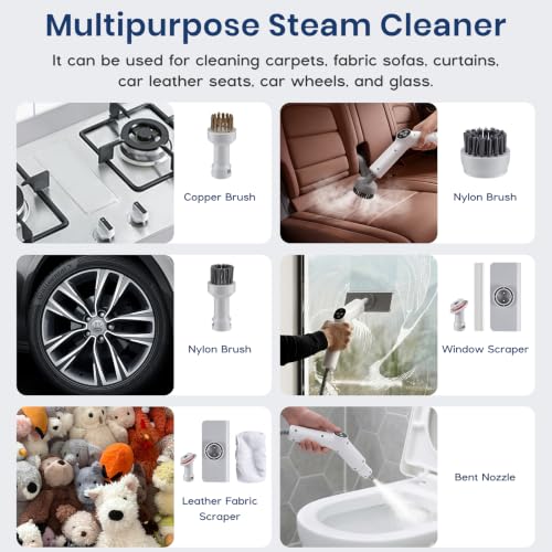 Portable Steam Cleaner 1500W 4 Bar High Pressure Steam Cleaner, Instant Heating 10S, 2L Tank, Cable 4.7 m, Steam Cleaner Hand Steam Cleaner for Kitchen, Car, Floor