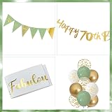 Yontree 70th Birthday Decorations Sage Green Gold White Party Supplies view 4