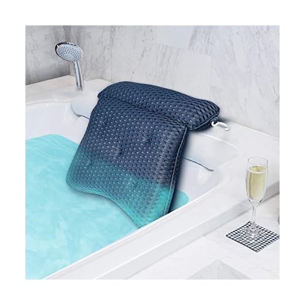 tomight-Bath-Pillow4D-Air-Mesh-Bathtub-Pillow-with-7-Suction-Cups-Support-Head-Back-Shoulder-and-Neck-for-All-Bathtub-Hot-Tub-Jacuzzi-and-Home-Spa-Dark-Blue tomight Bath Pillow,4D Air Mesh Bathtub Pillow with 7 Suction Cups, Support Head, Back, Shoulder and Neck, for All…