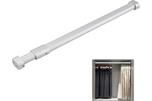 UFURMATE Closet Tension Rod with Socket, Aluminium Alloy Oval Closet Rod with End Supports Non-Slip Extendable Tension Rod He