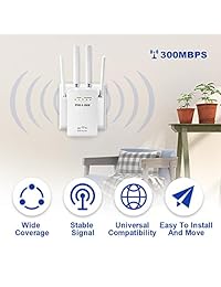 Adaptador de señal extensor de alcance Wifi con 4 repetidores de antena externa para 2,4 GHz y 300 Mbps de alta velocidad WiFi Booster