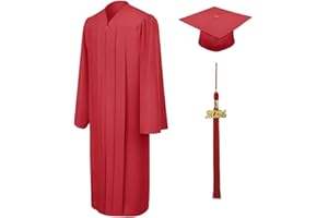 CLERKMANS Unisex Matte Graduation Cap Gown Tassel Package, High School and University