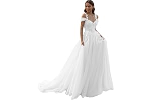 MASHENGYUE Lace Applique Boho Wedding Dresses for Bride 2025 A Line Long Tulle Beach Bridal Dress Wedding Gown for Women