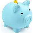 Vcertcpl Unbreakable Plastic Piggy Bank - Money Saving Box for Cash, Kids & Adults, Blue