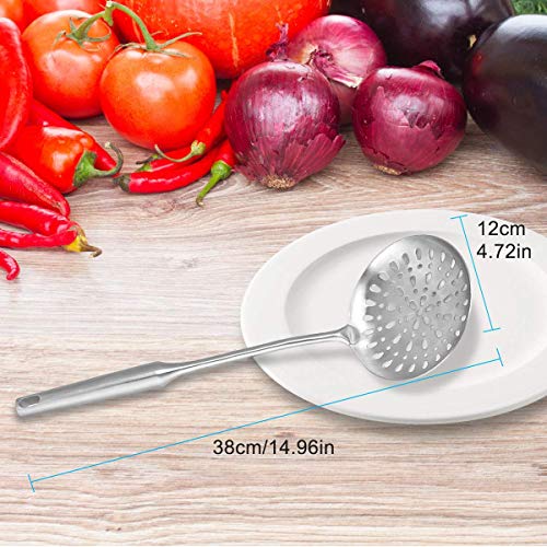 GreatBBA Skimmer Spoon - Stainless Steel Skimmers Slotted Spoon for Straining Fry Cooking - Chinese Wok Hot Pots Soup Mesh Strainer Spider Scoop - Thumbnail 6