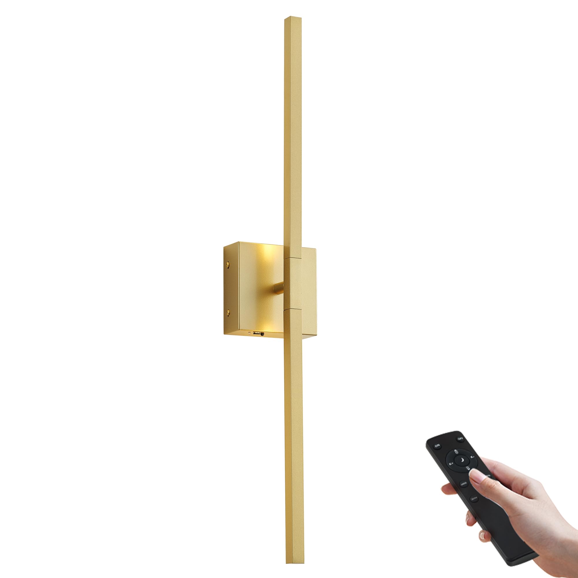 Photo 1 of KARTOOSH Battery Operated Rotatable Modern Wall Sconces, Adjustable Color & Brightness, LED Gold Wireless Wall Light for Living Room, Hallway, Bedroom, 28.3 Inch (1 Pack)