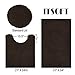 ITSOFT 3pc Non-Slip Shaggy Chenille Bathroom Mat Set, Includes 24 x 21 Inches U-Shaped Contour Toilet Rug, 34 x 21 Inches Bathmat and 1 Toilet Lid Cover, Chocolate Brown