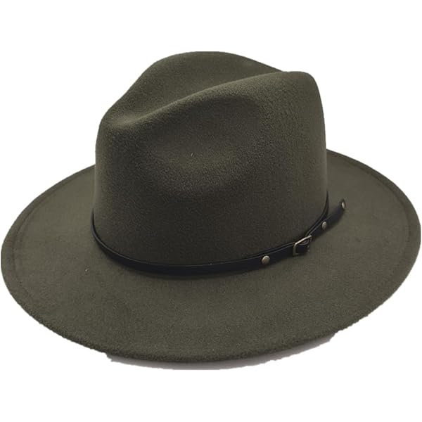 QUUPY Klassieke Fedora-hoed met brede rand en gesp, vilten