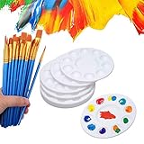 50 Pcs Paint Brushes with 12 Pcs Paint Pallet Trays for Kids and Adults to Create Art Paint