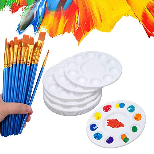 50 Pcs Paint Brushes with 12 Pcs Paint Pallet Trays for Kids and Adults to Create Art Paint