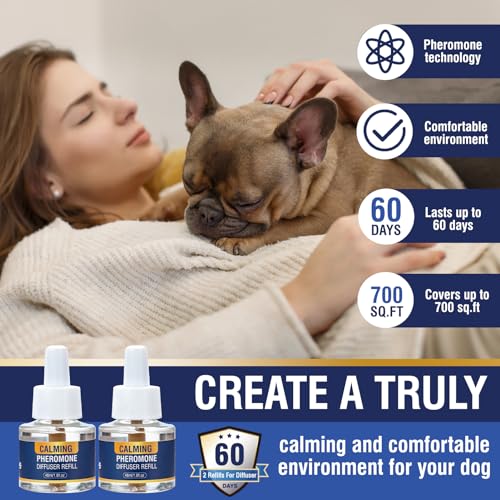 Pheromones for Dogs Calming 3 in 1 Tranquillit Kit (1 Diffuser + 2 Refill 48 ml) Calming Dog Calm Restless Stress for Relaxing and Tranquilating Dogs Diffuser 60 Days Tasteless Flavor