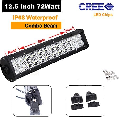 House Tuning-12.5" 72W LED Off Road Light Bar CREE CREE Driving Light Waterproof for Jeep off road Van Camper Wagon ATV AWD SUV 4WD 4x4 Pickup Van Off-road (Pack Of 1))