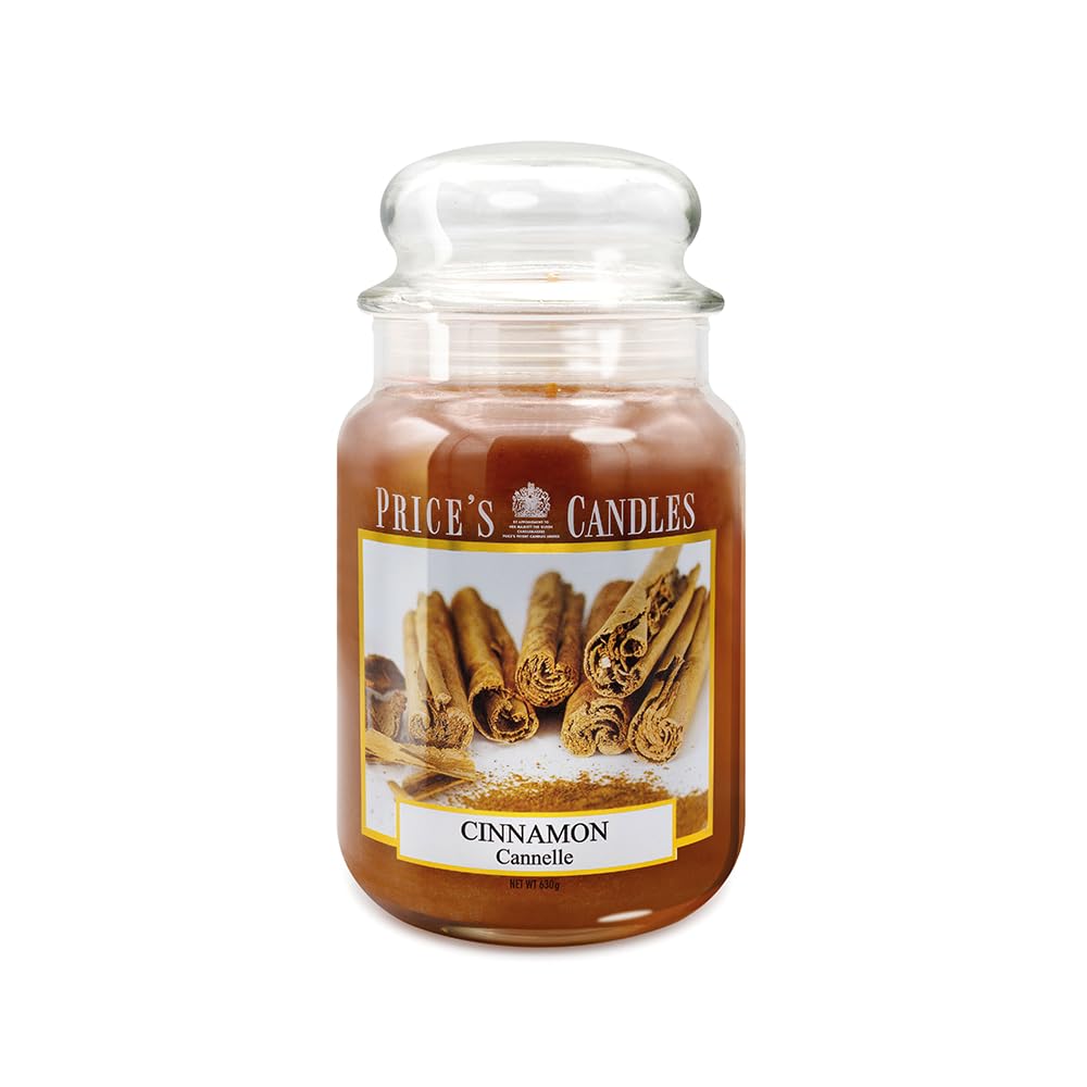 Price's - Cinnamon Large Jar Candle - Sweet, Delicious, Quality Fragrance - Long Lasting Scent - Up to 150 Hour Burn Time