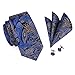 Hi-Tie Men's 4pc Waistcoat Vest Necktie Pocket Square Cufflinks Set For Suit or Tuxedo More Color for Choose (M, N-1447)