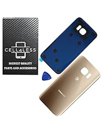 cell4less parte posterior cubierta de vidrio puerta trasera de batería w preinstalado calcomanía de repuesto compatible para Samsung Galaxy S7 todos los modelos G930 todos carriers- 2 Logo Reemplazo de OEM