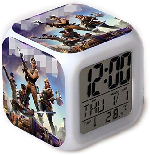 Yeitur Smart 7 Colors LED Changing Digital Alarm Clock with Touch Light Desk Thermometer Night Glowing Cube LCD Clock, Home Decor Best Gift for Children Birthday, Christmas or Festivals (008)