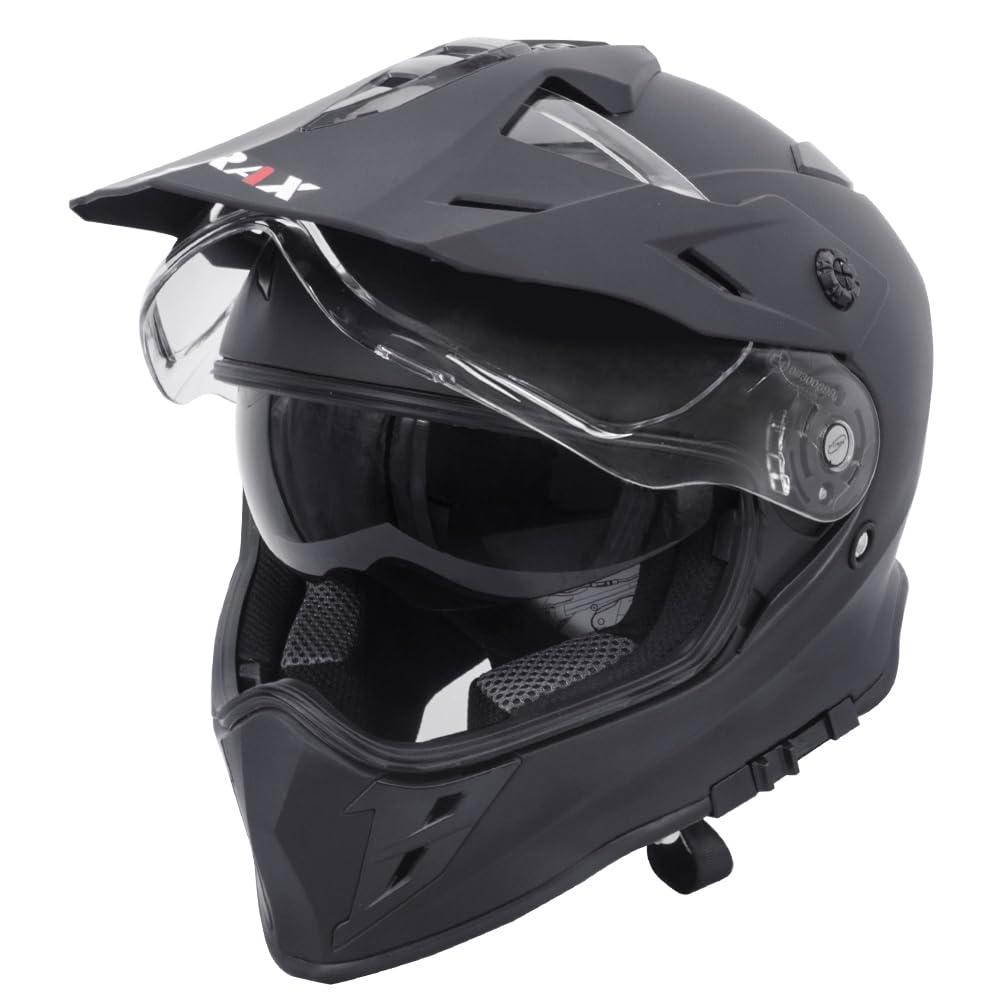 Zorax Matt Black XL (61cm) ZOR-X327 Dual Sport Double Visor Motorbike Motocross Helmet Matt MX Quad ATV Enduro Crash Dirt Bike Helmet ECE 22.06 Certified