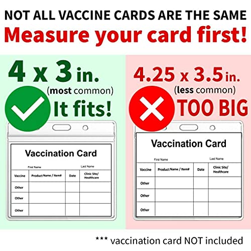 Qlofy 2pcs Clear Plastic PVC CDC Record Card Protector 4x3 inch Vax Card Holder Horizontal Badge ID Card Name Case Waterproof