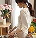 Women Ladies Long Sleeve Embroidered Chiffon Casual Loose Tops Blouse Shirt (M, White)