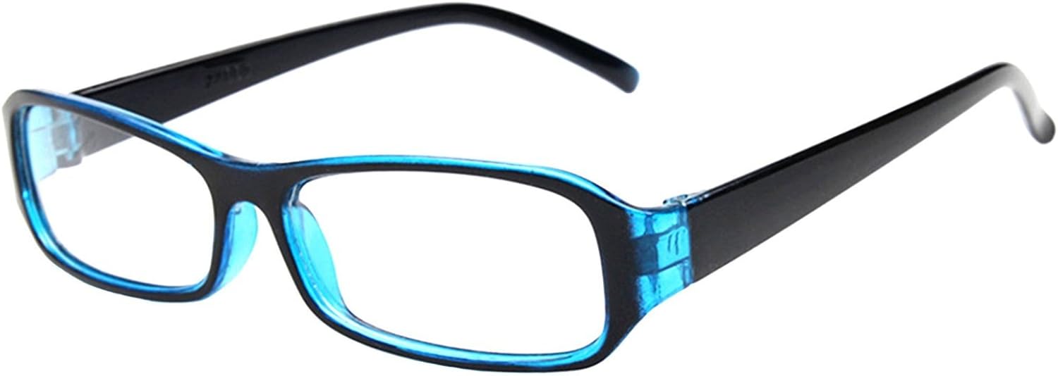 FancyG Vintage Inspired Classic Rectangle Glasses Frame Eyewear Clear Lens - Blue: Clothing