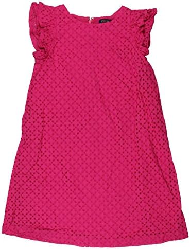 Ralph Lauren Girls Eyelet Woven Flutter-Sleeve Dress, Pink (12)