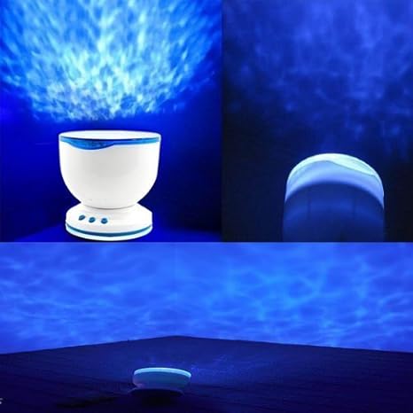 Hochwertiger Ocean Waves Wellenprojektor - Lautsprecher für MP3-Player iPhone - LED Deko Lampe Leuchte Dekoleuchte Daren Nach