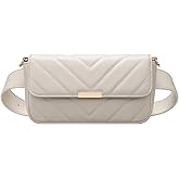 Vulkitty Leather Belt Bag for Women, Mini Fanny Packs Quilted Crossbody Bag Waist Pack White