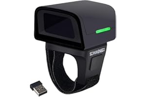 ScanAvenger 1D 2D QR Ring Barcode Scanner – Wearable Mini Bluetooth Wireless Finger Reader, USB & 2.4GHz, Compatible with iOS, Android, Windows, for Warehouse, Store & Inventory Use
