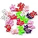 Beirui 20pcs Cute Dog Hair Bows with Rubber Bands - Adorable Crystal Rhinestone Studded - Sparkly Nylon Pet Grooming Accessoriess for Long Hair Dog & Kitten