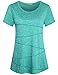 Kimmery Fitness Yoga Shirts Tops for Women Juniors Round Neck Primary Yoga T Shirts Short Sleeve Casual Hipster Fashion Seamless Stitching Blouses Tunic and Tees Light Green XL