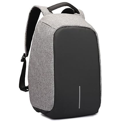 KJ Polyester Black & Grey Laptop Backpack