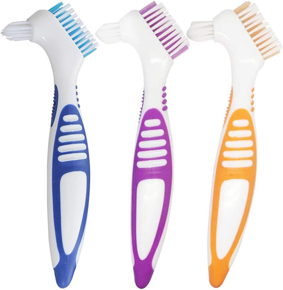 12 Pcs Denture Brush for Denture Care, Denture Brush Dual Head Hygiene Denture Cleaner Rubber Handle Reusable Touch Soft Toothbrush for Denture Wearers: Health & Personal Care