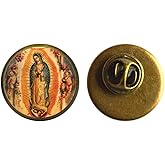 Our Lady Brooch Mary Religious Catholic Glass Art Pin,Heart Religious Art Pin,N119