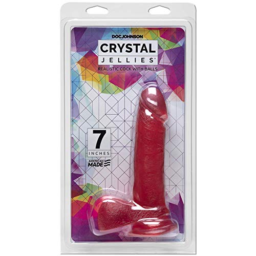 Doc Johnson Crystal Jellies 7" Realistic Dildo with Suction Cup - Pink - Image 2