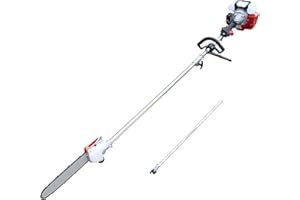 BJTDLLX 42.7CC 2 Stroke Pole Saw Gas Powered Pruner Chainsaw with Extension Pole Pole Saw Tree Trimmer Long Reach Saw Garden High Branch Saw Outdoor Tools