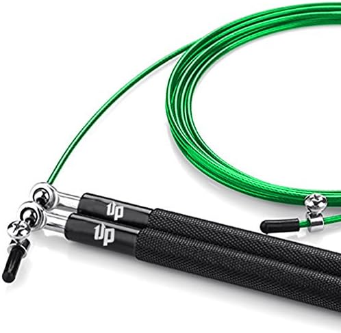 1UP Speed Jump Rope w/Aluminum Handles (10 Feet) Adjustable Length Braided Steel | Fitness, Exercise, Workout Cardio Training | Boxing, CrossFit, MMA Agility