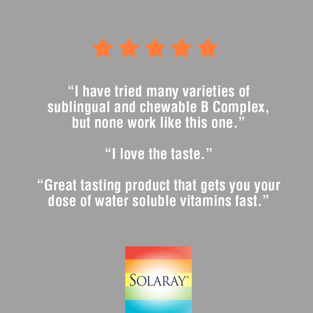 Solaray Vitamin B-Complex 250mg Natural Orange Flavor | Healthy Hair, Skin, Immune Function & Metabolism Support | Lab Verified | 50 Chewables: Health & Personal Care