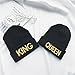 Couple Matching King & Queen Warm Stylish Beanie Hat Valentine's Day Gifts for Him (Golden Letter)