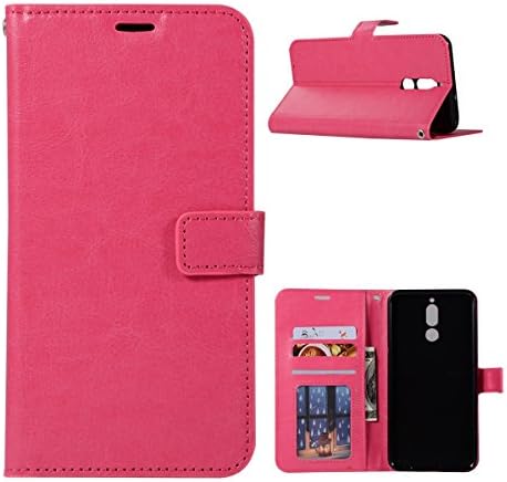 MEIRISHUN Premium PU Leather Wallet Stand Flip Case Cover with Card Slot for Huawei Mate10 Lite - Rose Red