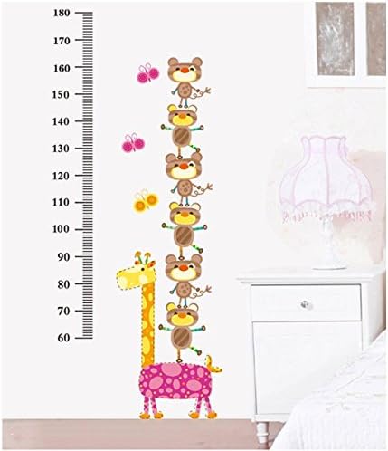 TOTOMO #W130 Giraffe Bear Height Measurement Chart Wall Decals Removable Wall Decor Decorative Painting Supplies & Wall Treatments Stickers for Girls Kids Living Room Bedroom