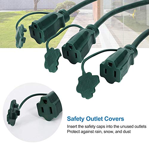 DEWENWILS Outdoor Christmas Extension Cord 1 to 3 Splitter, 3 Prong