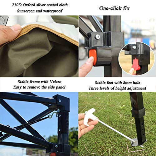 WYJW 3X3m All Seasons Pavillons - 100% wasserdichter Pop-Up-Pavillon für Gartencamping - UV-Schutz-Partyzelt mit 3… – Bild 6