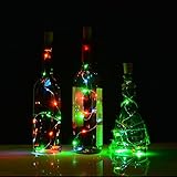 Cork Bottle Lights for Wine Bottles 3 Pack, AGPtEK 3PCS 30inch/15LED Copper Wire String Bottle Starry Fairy Light for Wine Bottles DIY, Party Decor, Wedding, Decoration, Dancing(RGB Multi-color)