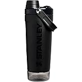 STANLEY Vitalize Shaker Bottle 20 oz | Leakproof Insulated Stainless Steel Shaker Cup | Base Storage and Twist On Fast Flow Lid | Protein Shakes and Pre Workout Powder | BPA-Free | Black