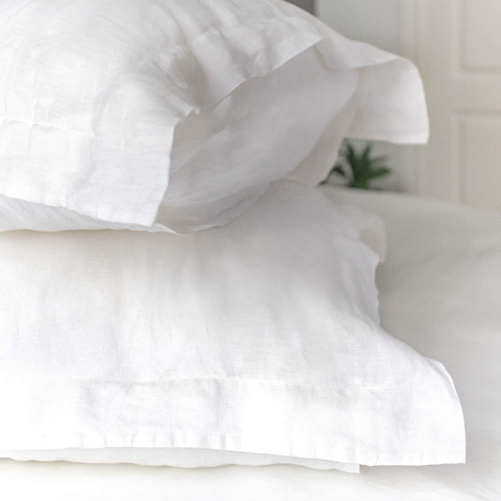 Atlanta - 100% Linen Pillowcase Oxford, 50x75+5 cm, Luxury Bedding Made in Portugal, White, Set of 2