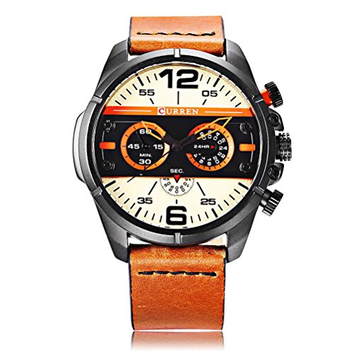 CURREN Luxury Brand Men Quartz Luminous Watch Moda Sport Khaki Correa de Cuero Relojes de Pulsera a Prueba de Agua - Imagen 2