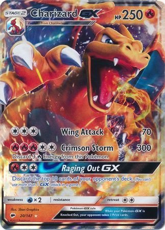 Charizard-gx - 20/147 - ultra rare - sun & moon: burning shadows